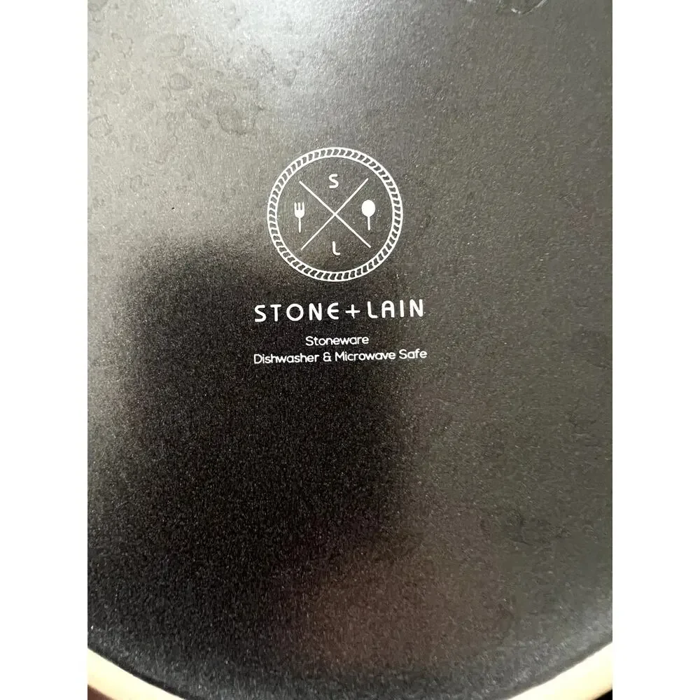 Stone + Lain Stoneware Set Of Four 4 Plates Stackable Dishwasher Microwave Safe